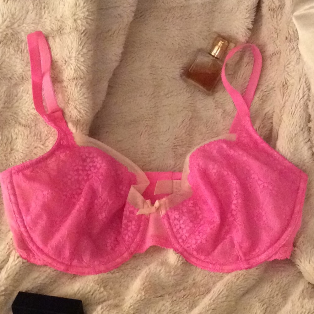 VS Bright Pink Unlined Demi Bra